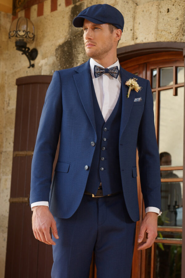 Manzetti extra slim fit blauer Hochzeitsanzug 3604-02